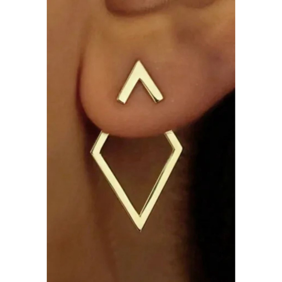 Jewelry - Women's Gold Geometric Diamond Shape Stud Earrings One Size NWOT